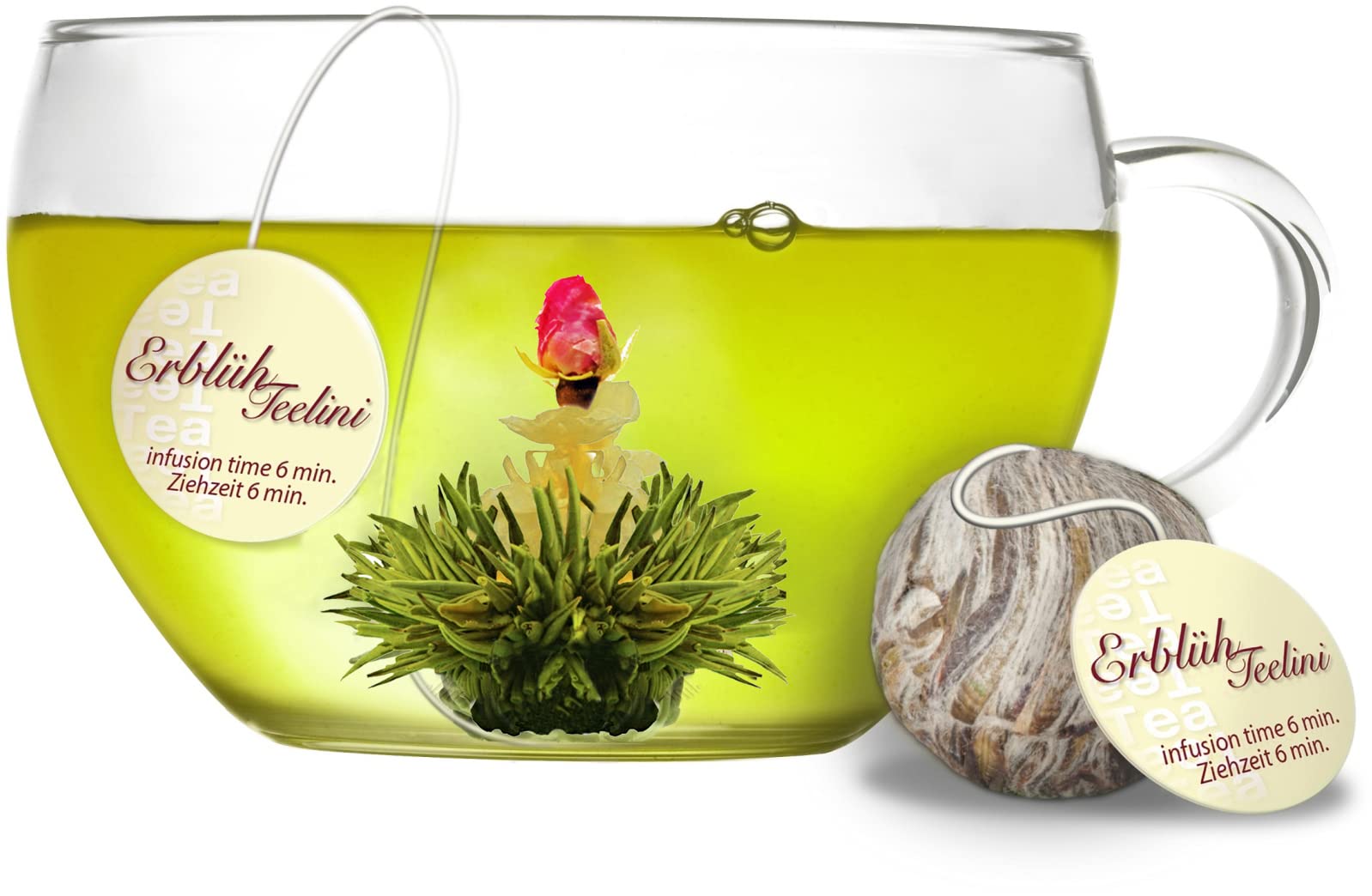 Creano Coffret Cadeau avec Fleurs de Thé dans Une Boîte Magnétique - Thé Blanc, Noir, Vert - 6 Fleurs de Thé avec 6 Sortes différentes