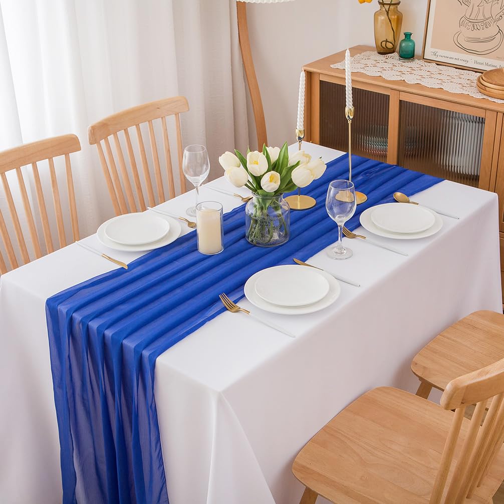 Chemin de table en mousseline de soie - Vert sauge - Décoration de table bohème - 70 cm x 3 m