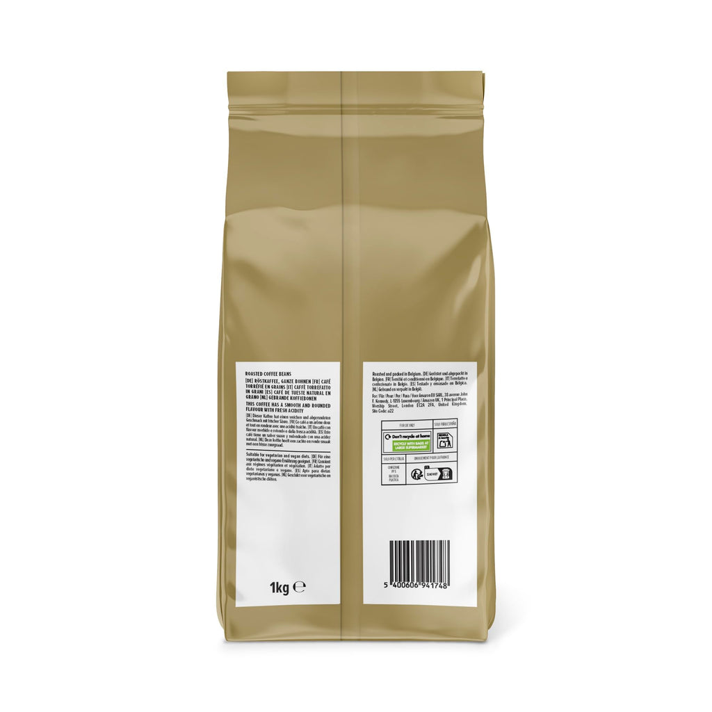 by Amazon House Blend Grains de café , torréfaction moyennement poussée, 100% Arabica, 1 kg, lot de 1, Certifiés Rainforest Alliance