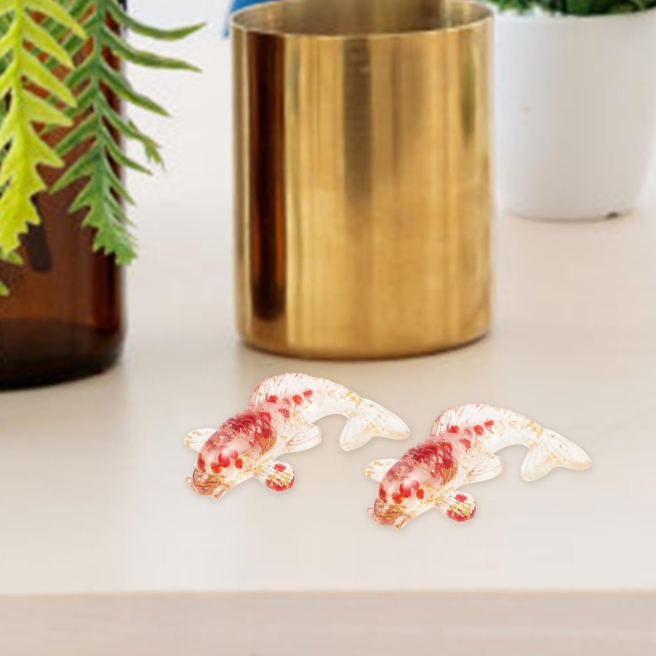 Cabilock 2 Pcs Cristal Gravier Carpe Ornement Figurines De Poisson en Verre Soufflé À La Main Poisson Cristal Statue Décor Bonne Chance Animal Statue Animal Aquatique Vert Figure Japon