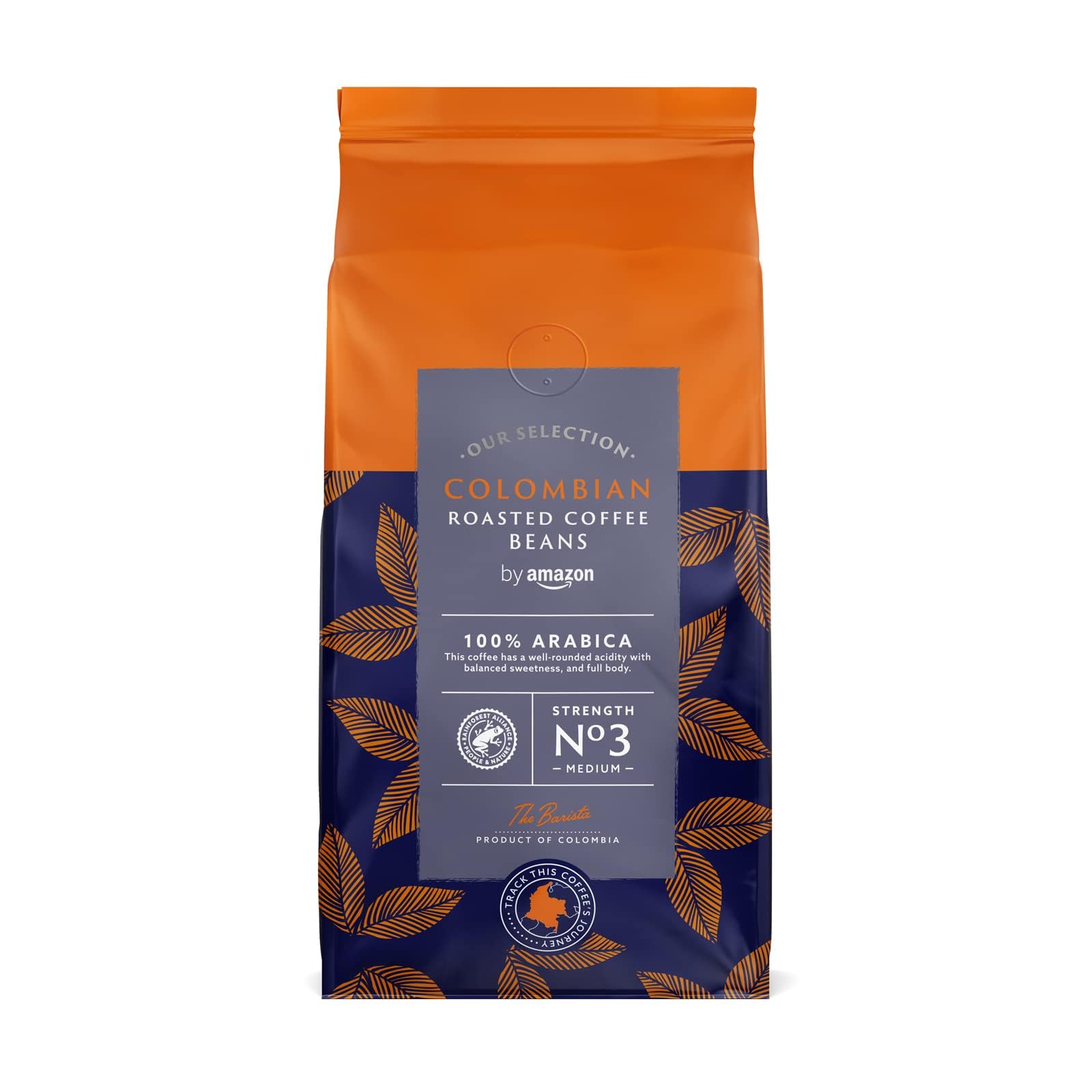 by Amazon Select Café en grains du Brésil, Torréfaction Moyenne, 1 kg (2 lot de 500g) - Certifié Rainforest Alliance