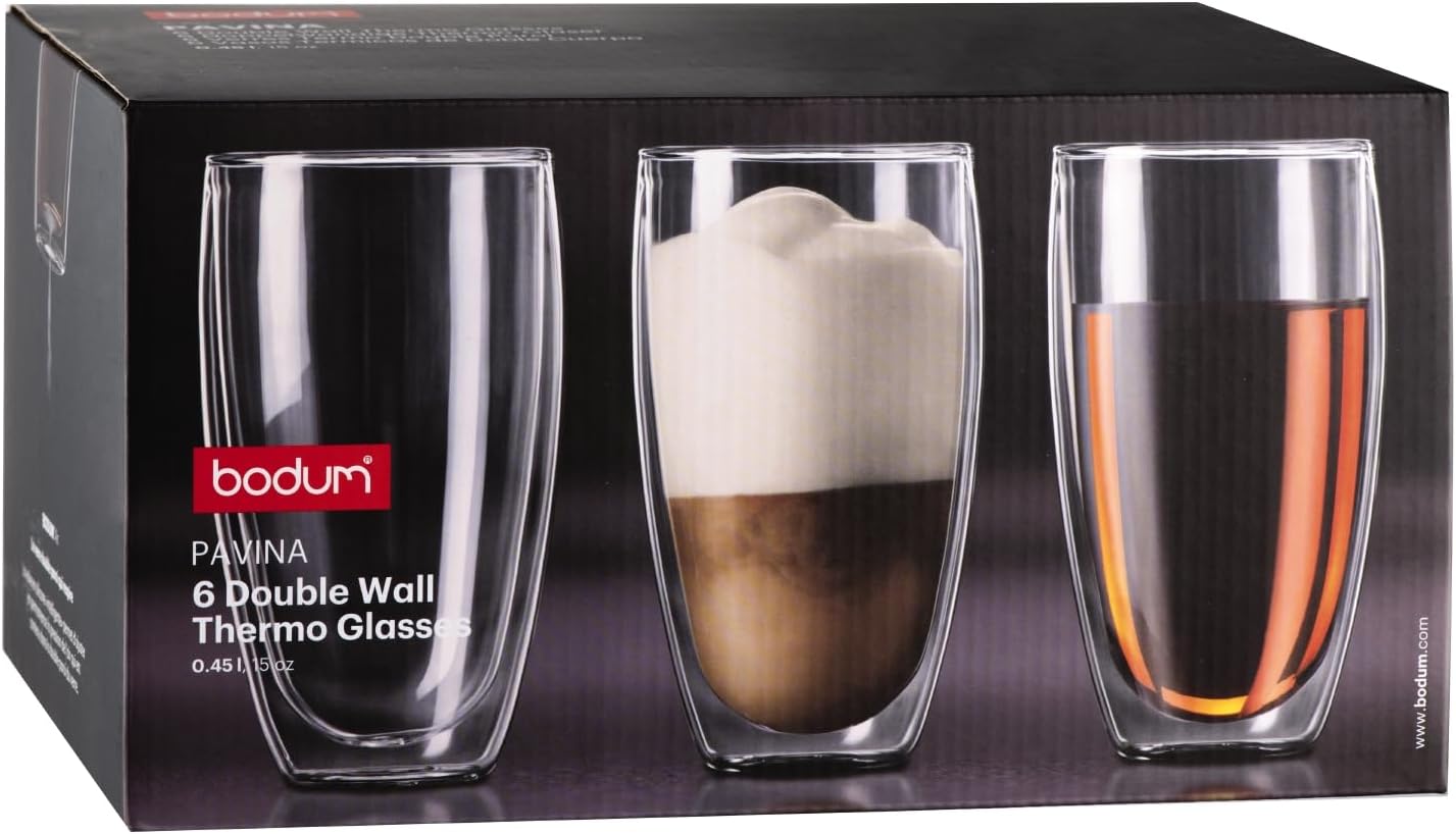 Bodum - 4557-10-12 - Pavina - Coffret de 6 Verres Double Paroi - 0.08 l, Transparent, 6 Unité
