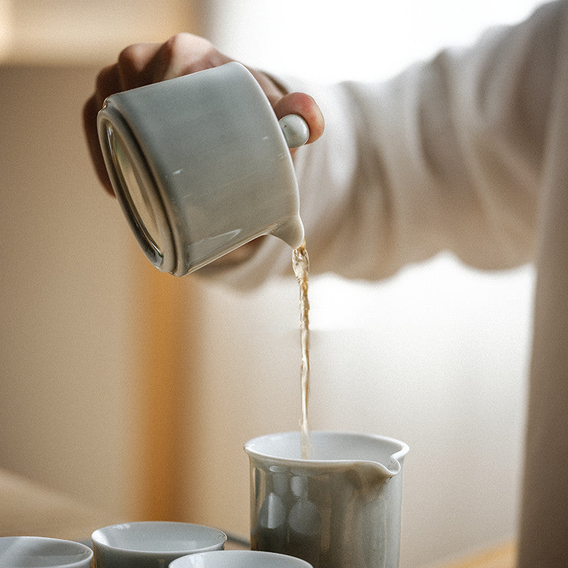 Coffret thé japonais cendre fumée – Service Kung Fu porcelaine plateau bambou théière tasses