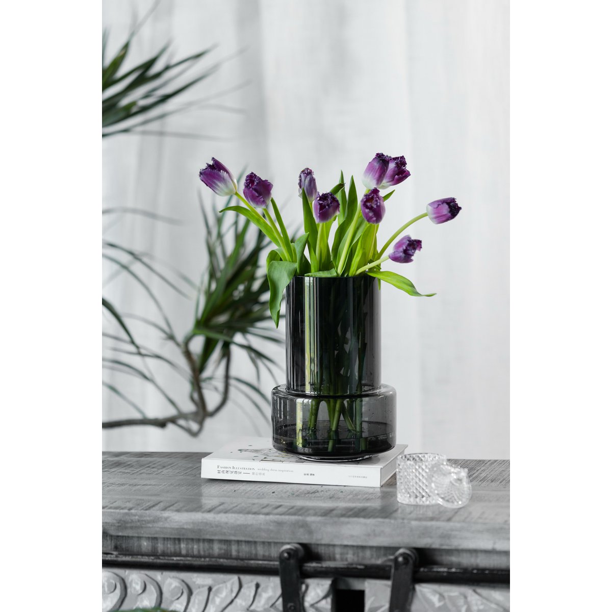 Moderne Vase im Retro-Design, dunkelgrau, TYLER12GR