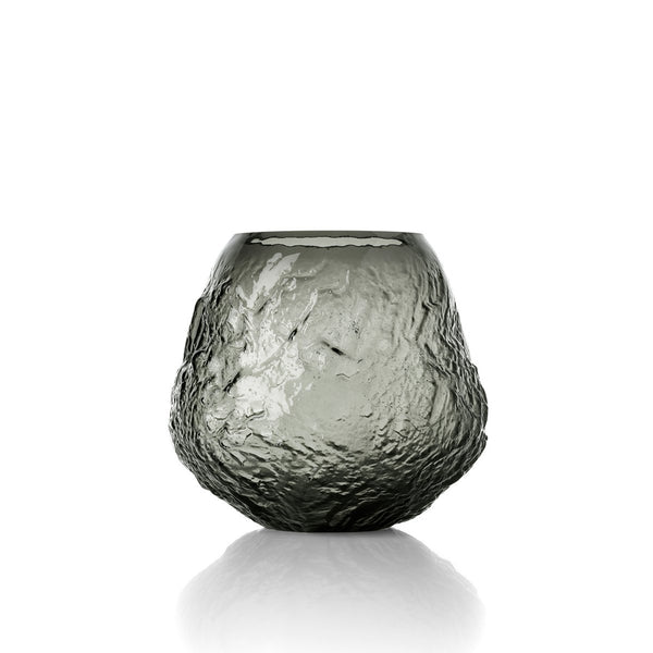 Vase Earth Crater en verre noir fumé, taille L