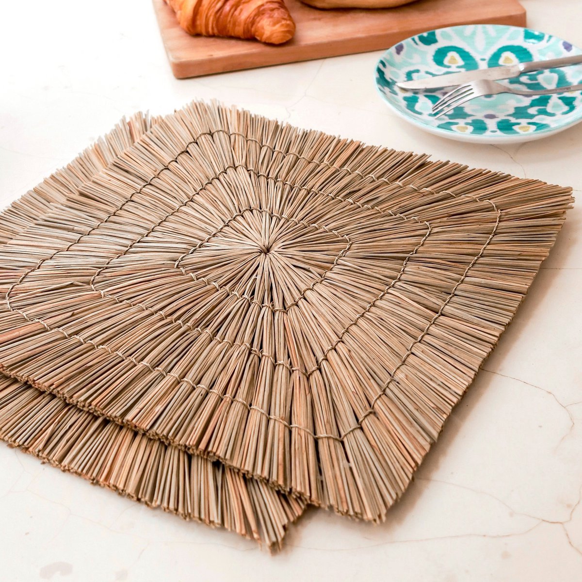 Set de table (Lot de 2, 4 ou 6) 36 cm | Set de table VARNA (naturel) en jonc de mer