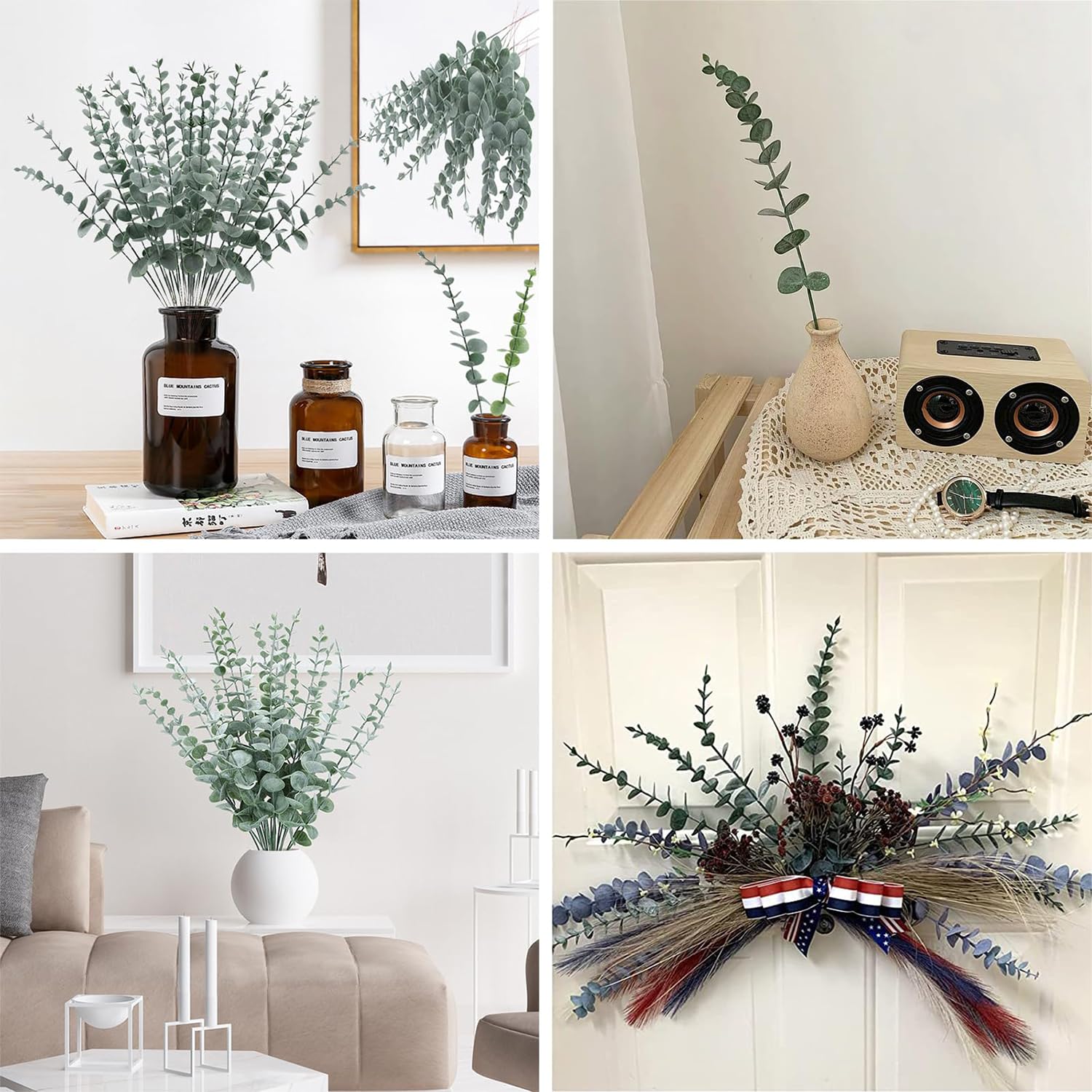 30Pcs Branches D'eucalyptus Artificielle Simulation, Eucalyptus Plante Feuille Artificielle,Eucalyptus Artificiel pour la Mariage Deco Salle de Bain Chambre à Coucher Décoration