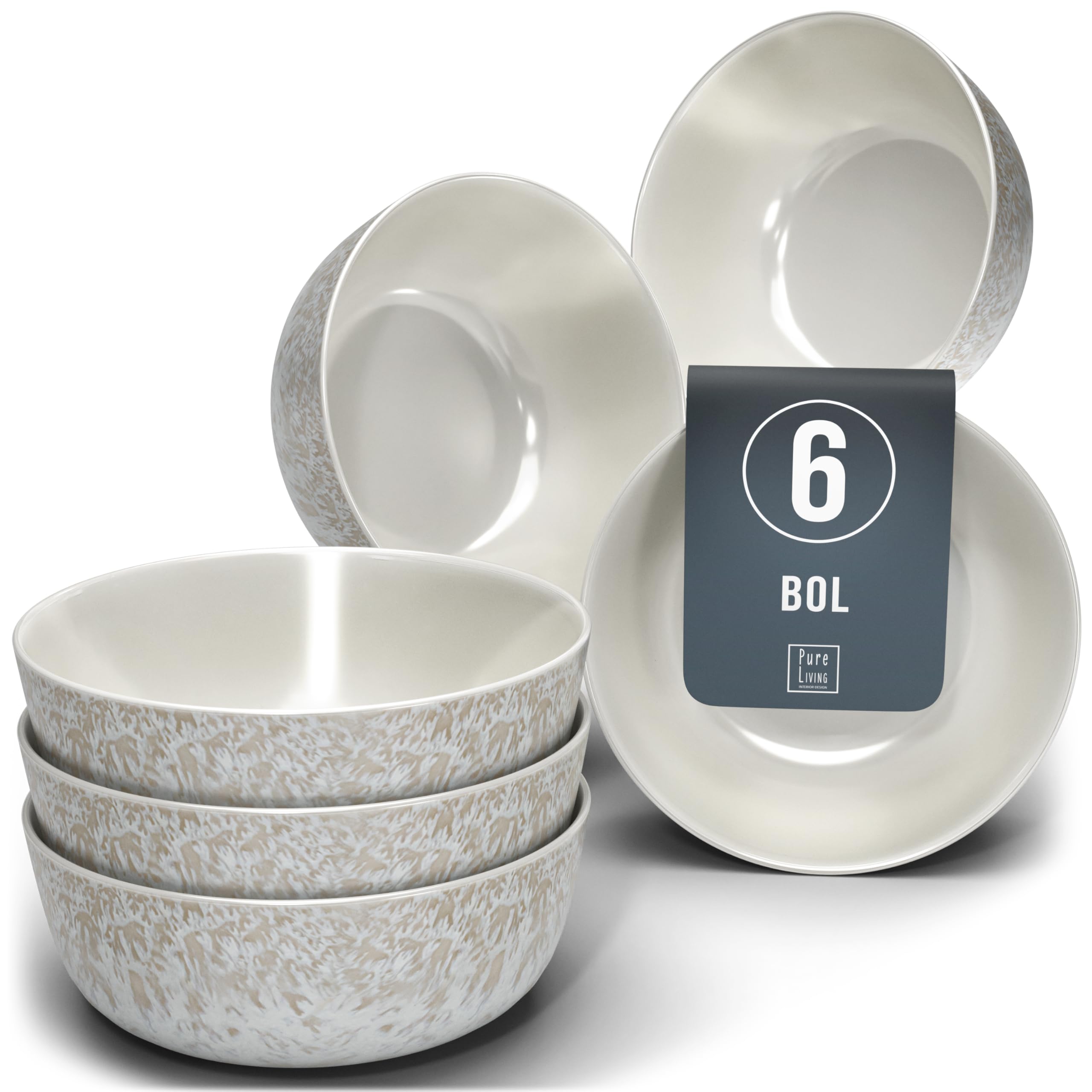 1.1.1.1. Ensemble de Vaisselle Rustique en Grès - Assiettes de Table Modernes Lavables au Lave-Vaisselle - Set de Vaisselle 6 Personnes Élégant en Bleu Fumé - Pure Living pour 6, Assiettes de Dîner