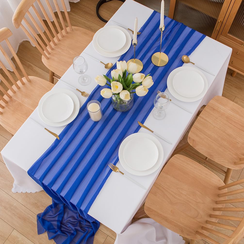 Chemin de table en mousseline de soie - Vert sauge - Décoration de table bohème - 70 cm x 3 m