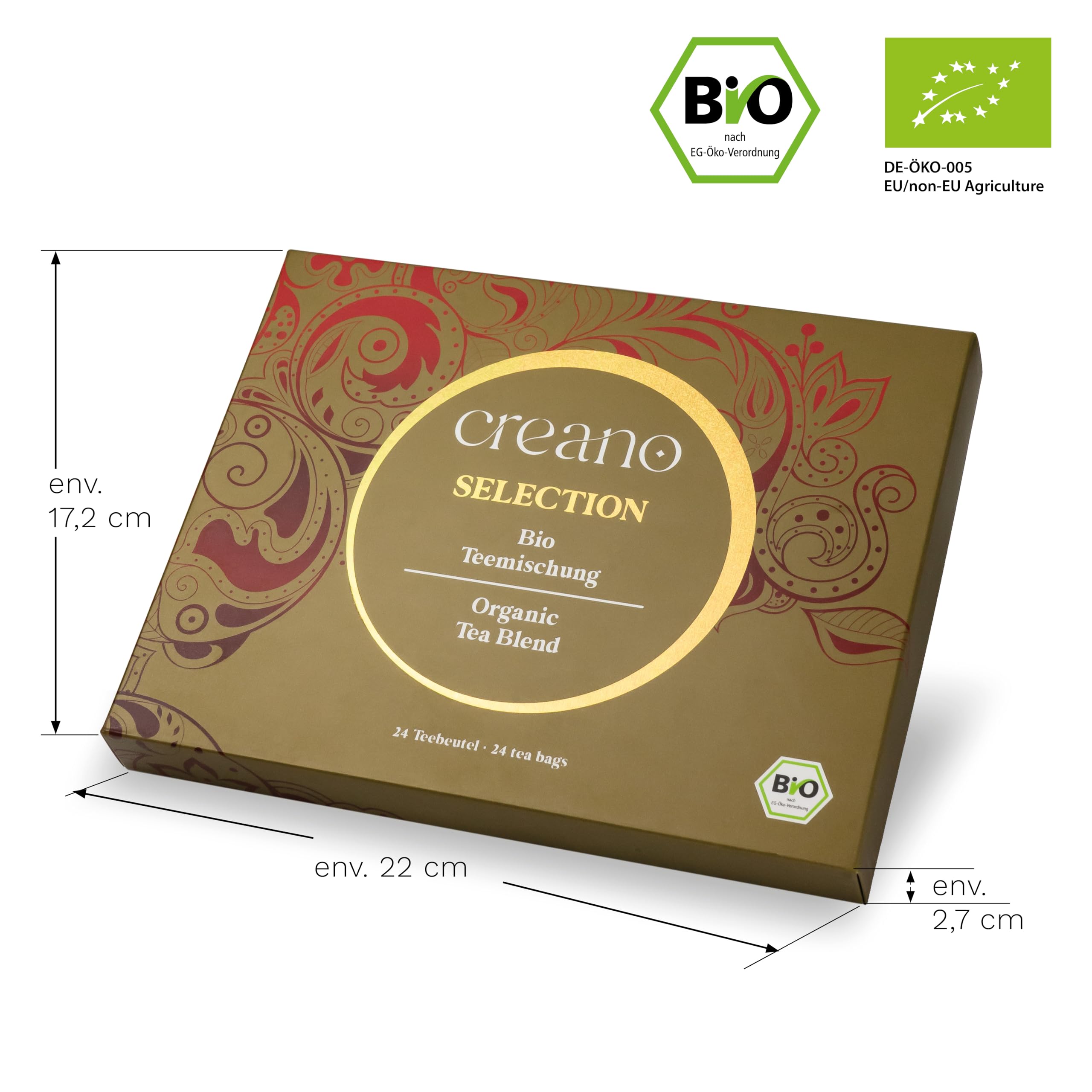Creano Infusion aux fruits bio - Coffret cadeau - 27 sachets de thé bio en 9 variétés magnifiques - 54g*