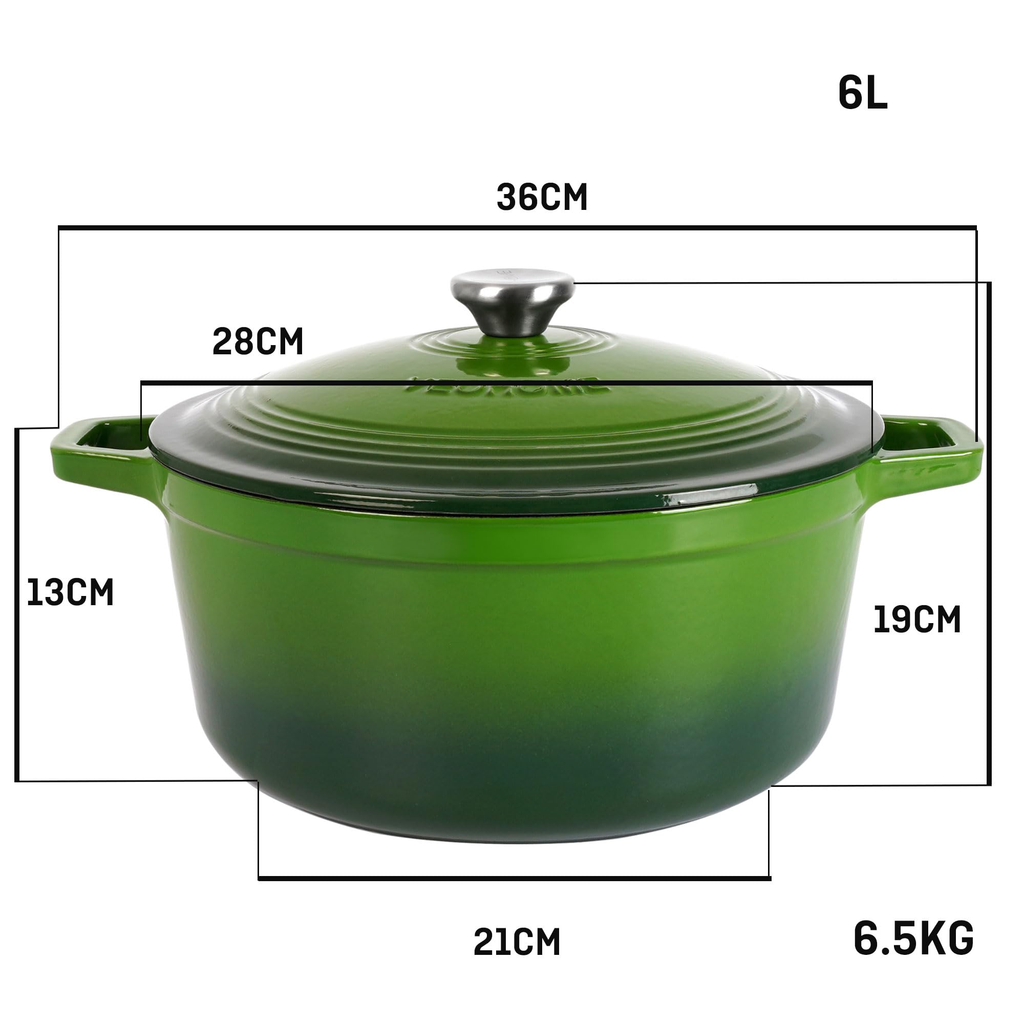 Cocotte Fonte Émaillée VeoHome Rouge 6L Ø28cm, Faitout Ultra Résistant,Marmite Compatible Induction/Gaz/Four, Cuisson Homogène, Saveurs Authentiques, Couvercle Relief
