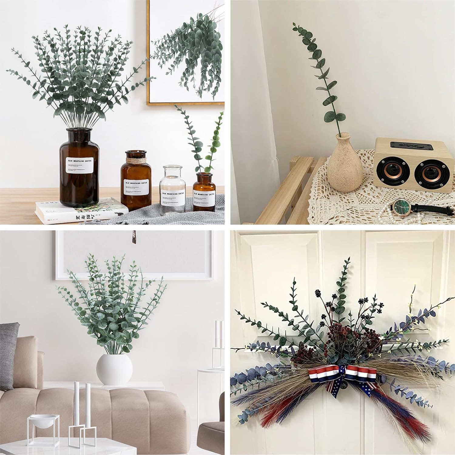 30Pcs Branches D'eucalyptus Artificielle Simulation, Eucalyptus Plante Feuille Artificielle,Eucalyptus Artificiel pour la Mariage Deco Salle de Bain Chambre à Coucher Décoration