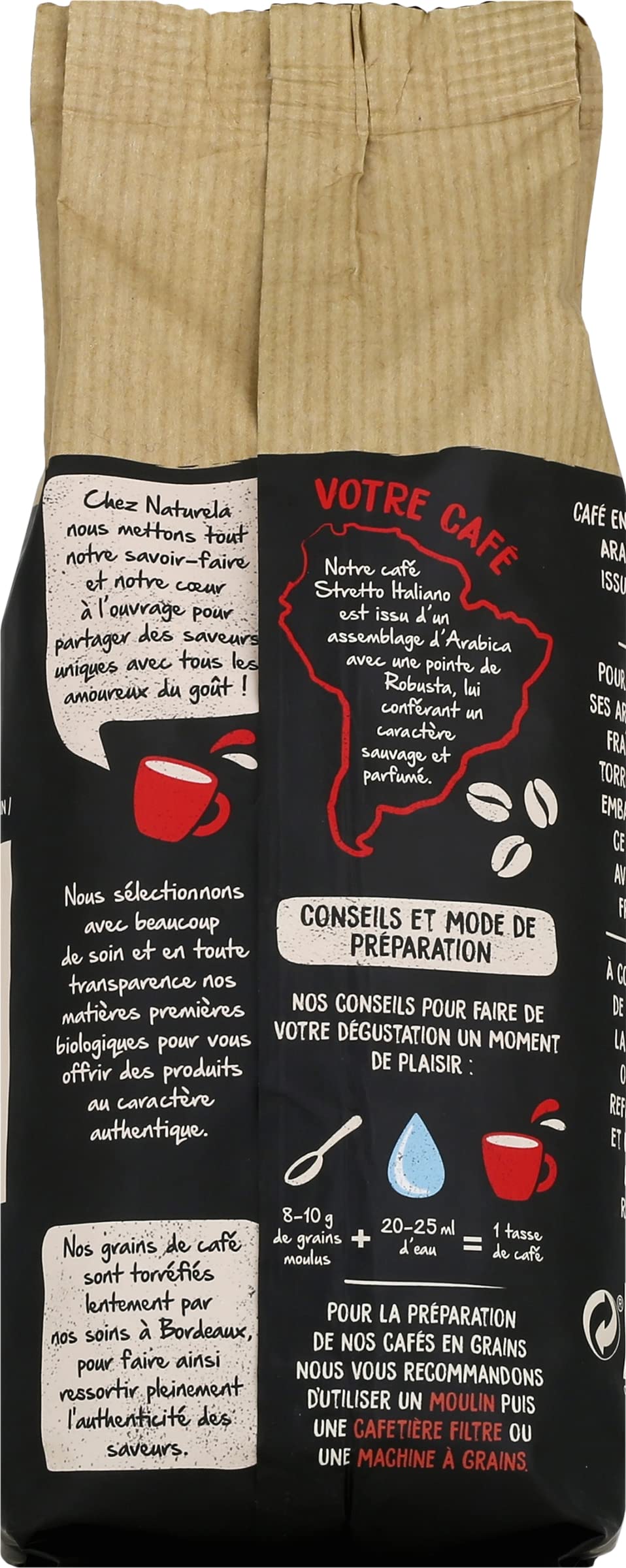 NATURELA - Café Grains Bio - Classique Arabica - 100% Arabica - Gamme Signature - Torréfaction Lente - Fabriqué en France - 1 kg