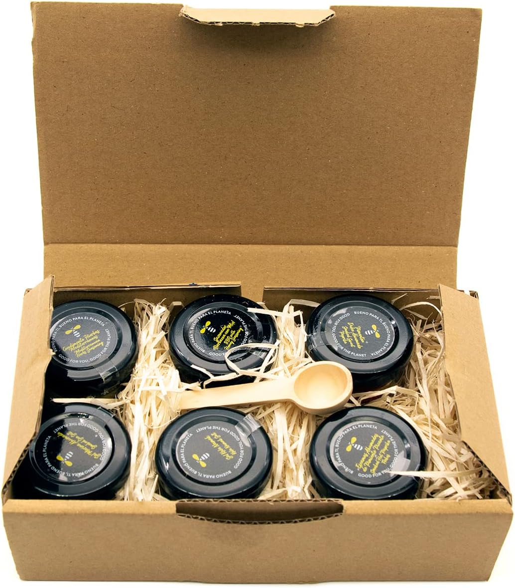 Coffret composé de 6 pots d'épices du monde et de flocons de sel : différents sels et épices pour vos plats et barbecues, cadeaux d'affaires, détails pour les invités