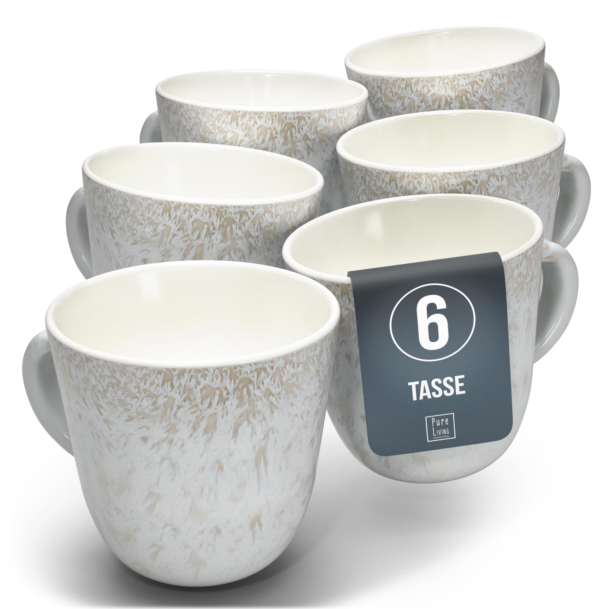 1.1.1.1. Ensemble de Vaisselle Rustique en Grès - Assiettes de Table Modernes Lavables au Lave-Vaisselle - Set de Vaisselle 6 Personnes Élégant en Bleu Fumé - Pure Living pour 6, Assiettes de Dîner