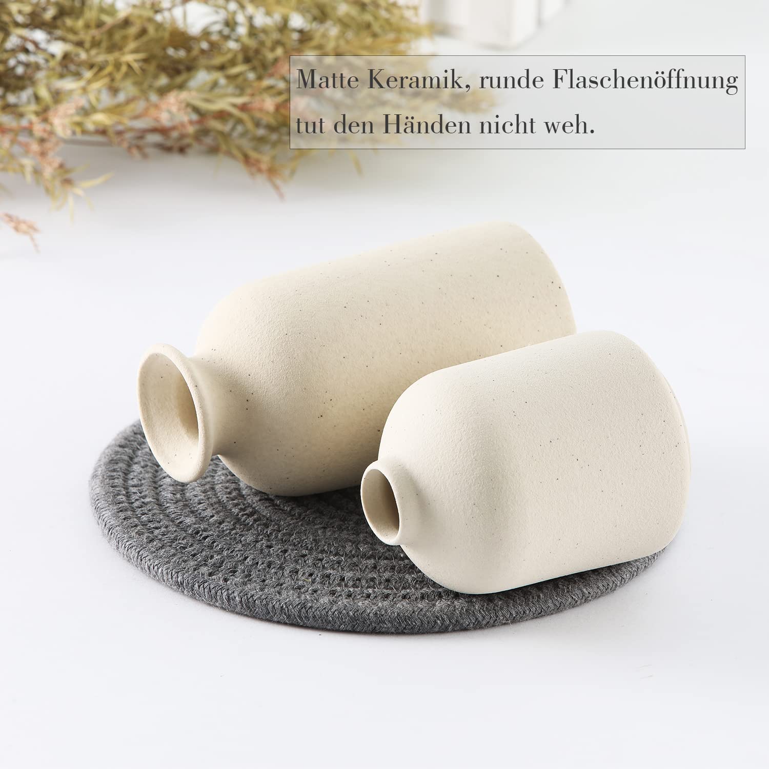 CEMABT Ceramic Vase Set - 3 Small Vase for Decoration for Wedding Table Party Living Office Bedroom Minimalist Bohemian Decoration (Noir)
