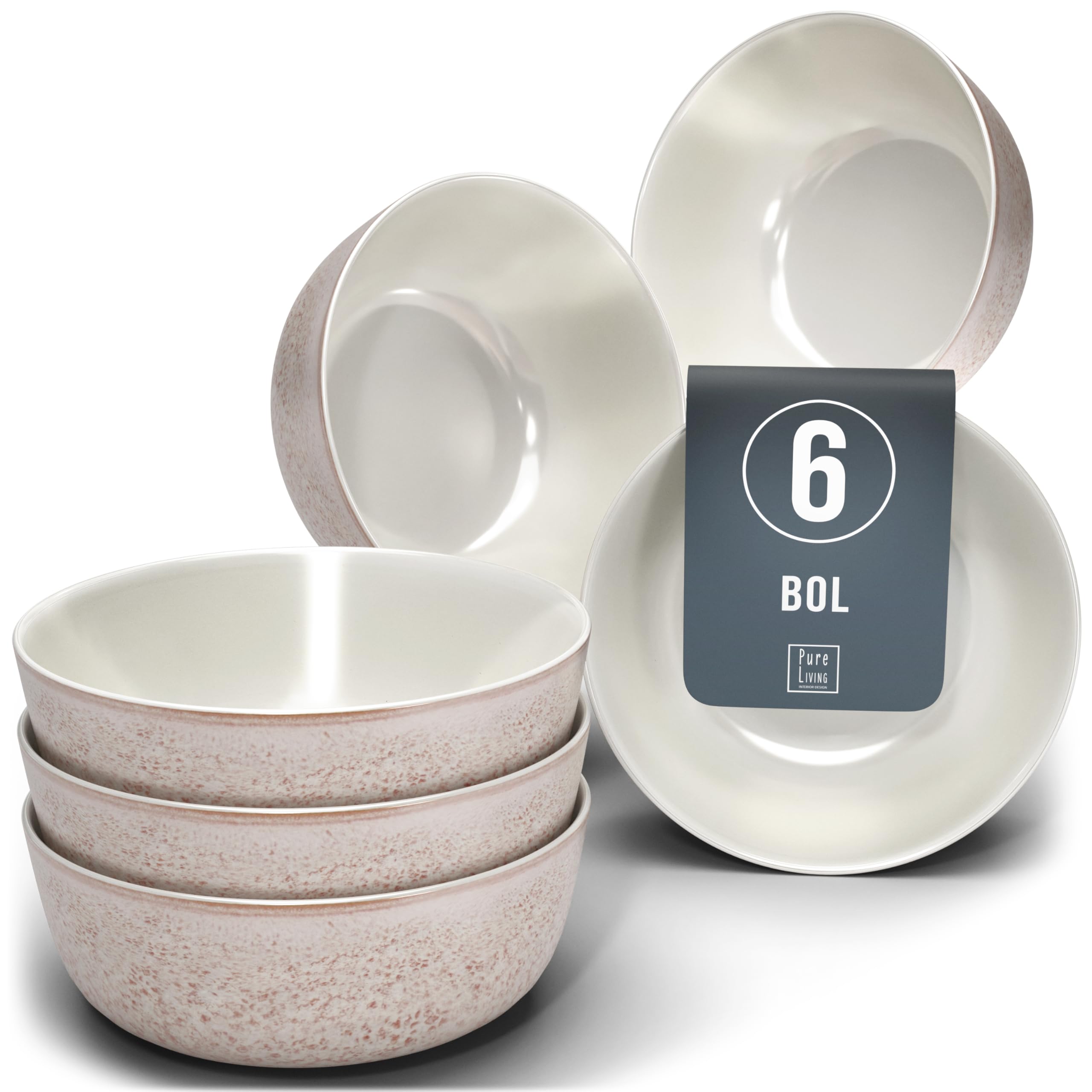 1.1.1.1. Ensemble de Vaisselle Rustique en Grès - Assiettes de Table Modernes Lavables au Lave-Vaisselle - Set de Vaisselle 6 Personnes Élégant en Bleu Fumé - Pure Living pour 6, Assiettes de Dîner