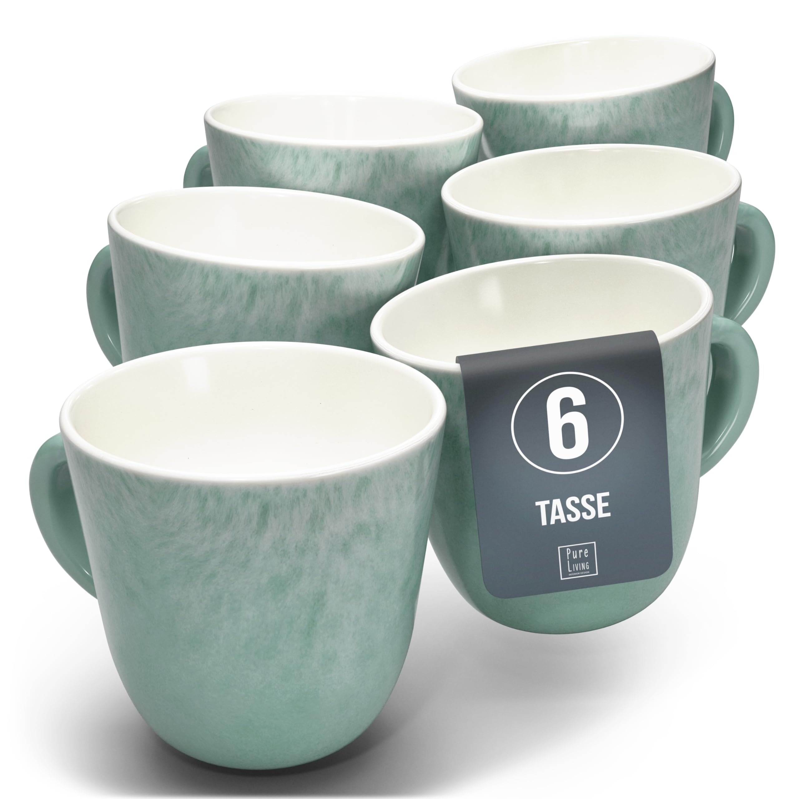 1.1.1.1. Ensemble de Vaisselle Rustique en Grès - Assiettes de Table Modernes Lavables au Lave-Vaisselle - Set de Vaisselle 6 Personnes Élégant en Bleu Fumé - Pure Living pour 6, Assiettes de Dîner