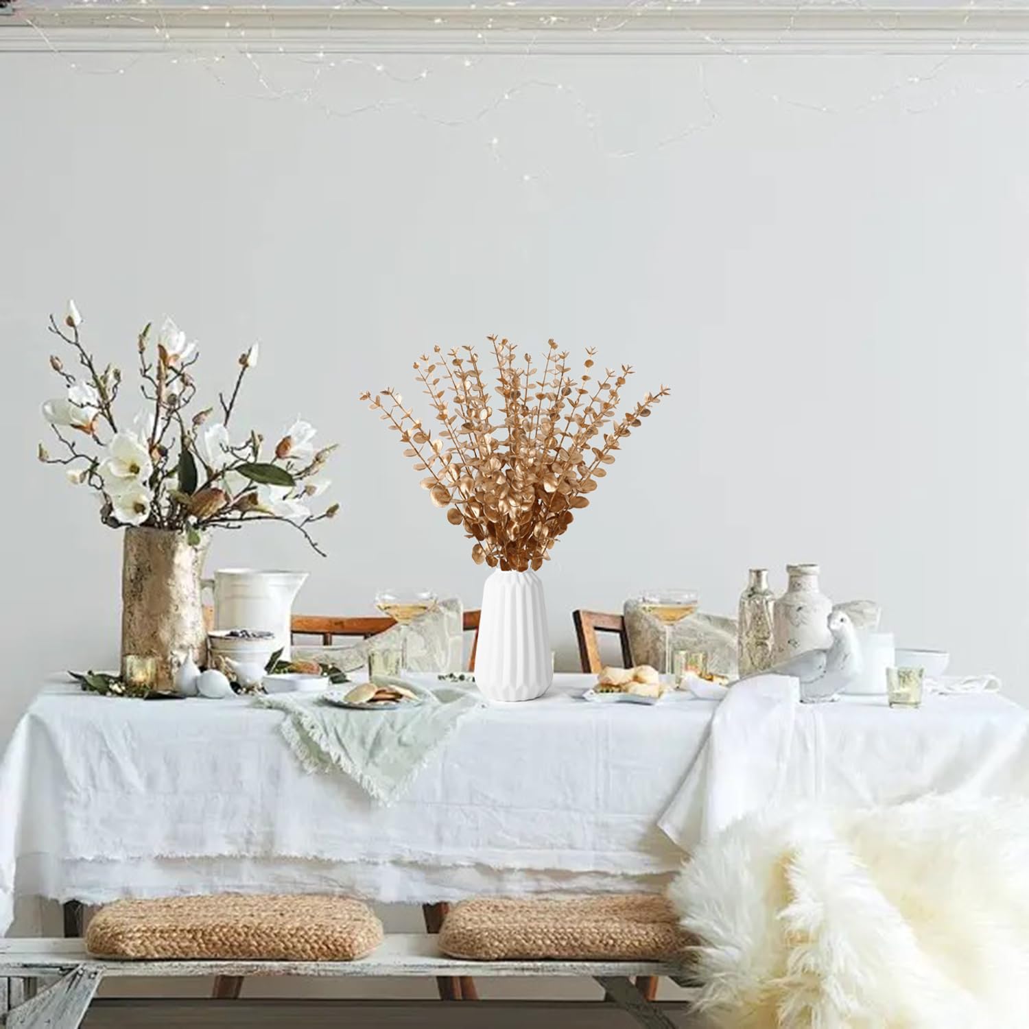 30Pcs Branches D'eucalyptus Artificielle Simulation, Eucalyptus Plante Feuille Artificielle,Eucalyptus Artificiel pour la Mariage Deco Salle de Bain Chambre à Coucher Décoration