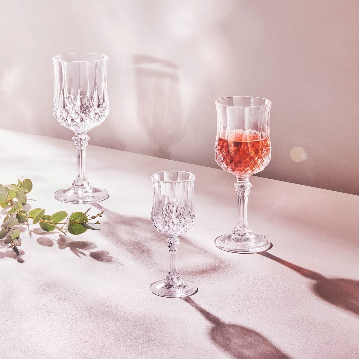 Cristal d'Arques Paris - Collection Longchamp - 6 Verres à vin 17 cl en Kwarx - Brillance, Transparence et Haute Résistance - Moulures Iconiques - Fabriqués en France