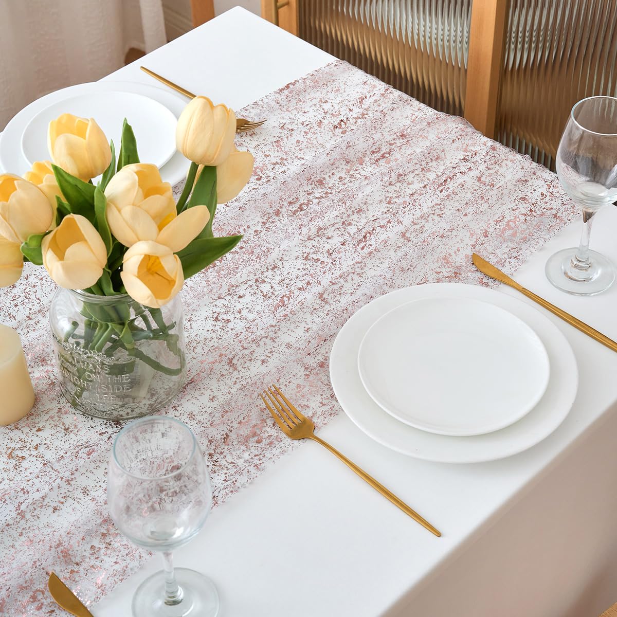 Chemin de table en mousseline de soie - Vert sauge - Décoration de table bohème - 70 cm x 3 m