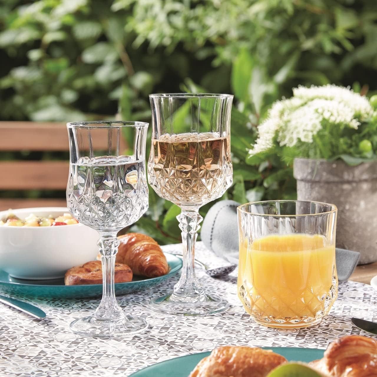 Cristal d'Arques Paris - Collection Longchamp - 6 Verres à vin 17 cl en Kwarx - Brillance, Transparence et Haute Résistance - Moulures Iconiques - Fabriqués en France