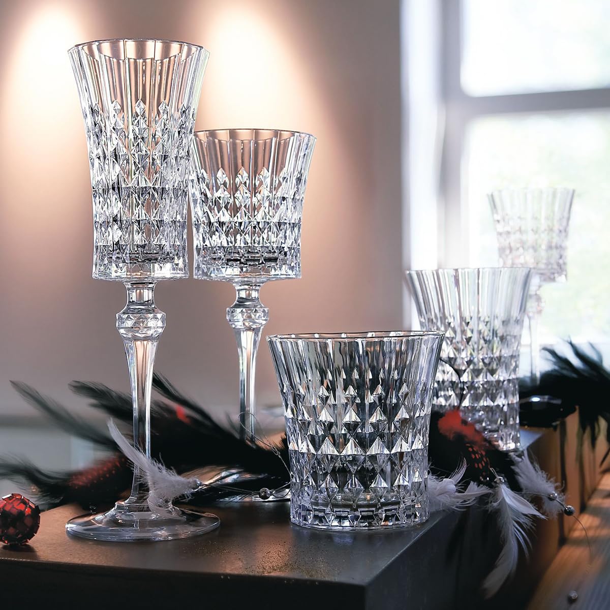 Cristal d'Arques Paris - Collection Lady Diamond - 6 Verres à pied 27 cl - Brillance, Transparence et Haute Résistance - Fabriqués en France - Emballage renforcé, adapté à la vente en ligne