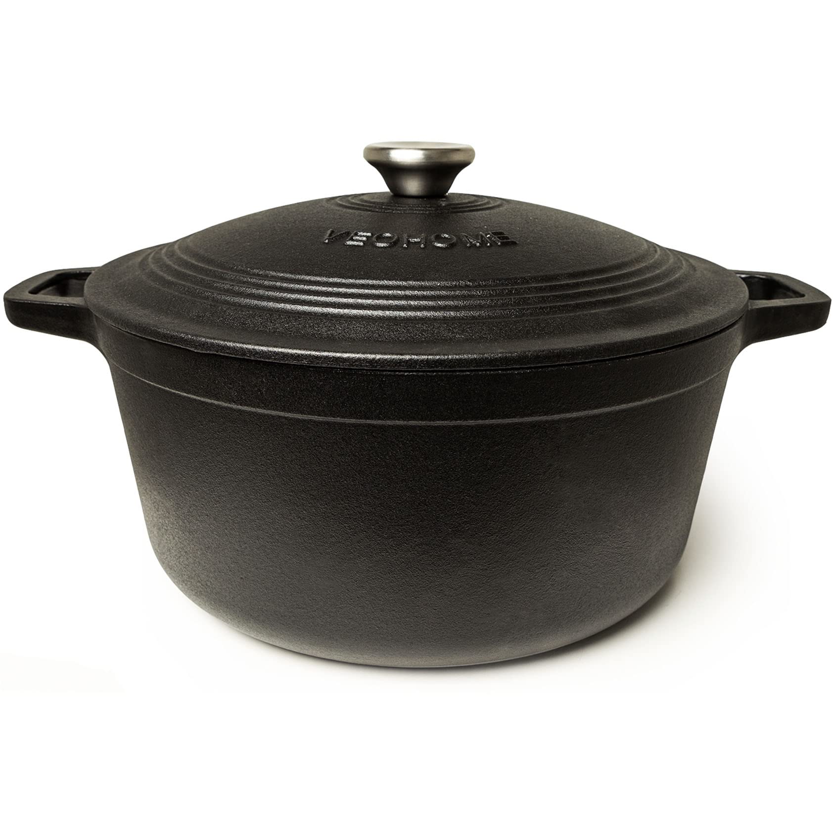 Cocotte Fonte Émaillée VeoHome Rouge 6L Ø28cm, Faitout Ultra Résistant,Marmite Compatible Induction/Gaz/Four, Cuisson Homogène, Saveurs Authentiques, Couvercle Relief