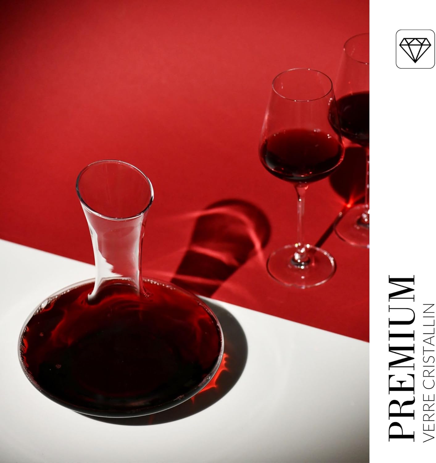 Carafe à vin | 1200 ml | Grande | Fait à la main | Parfait pour la maison, les restaurants, les fêtes et les événements | Verre cristallin | Sans plomb