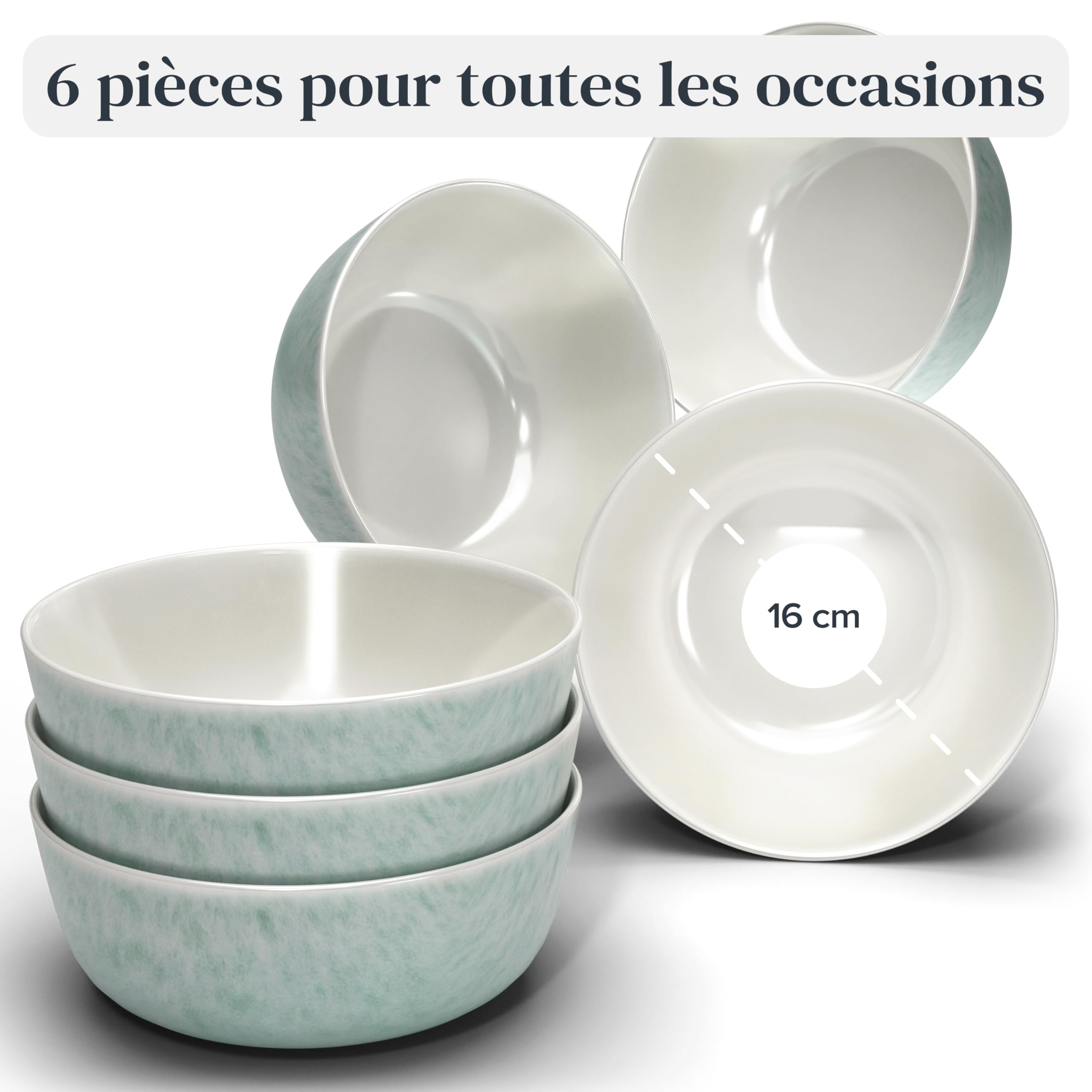 1.1.1.1. Ensemble de Vaisselle Rustique en Grès - Assiettes de Table Modernes Lavables au Lave-Vaisselle - Set de Vaisselle 6 Personnes Élégant en Bleu Fumé - Pure Living pour 6, Assiettes de Dîner