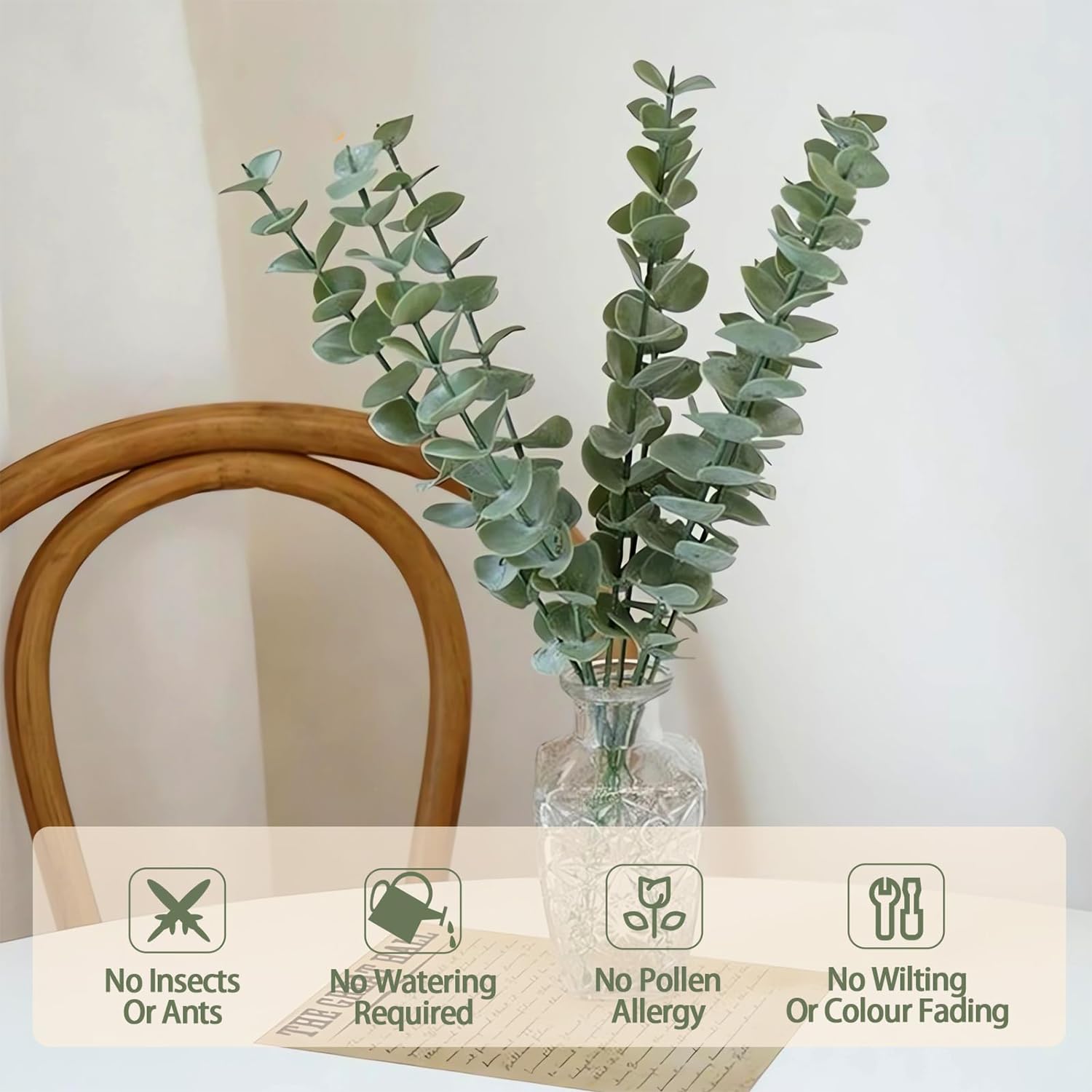30Pcs Branches D'eucalyptus Artificielle Simulation, Eucalyptus Plante Feuille Artificielle,Eucalyptus Artificiel pour la Mariage Deco Salle de Bain Chambre à Coucher Décoration