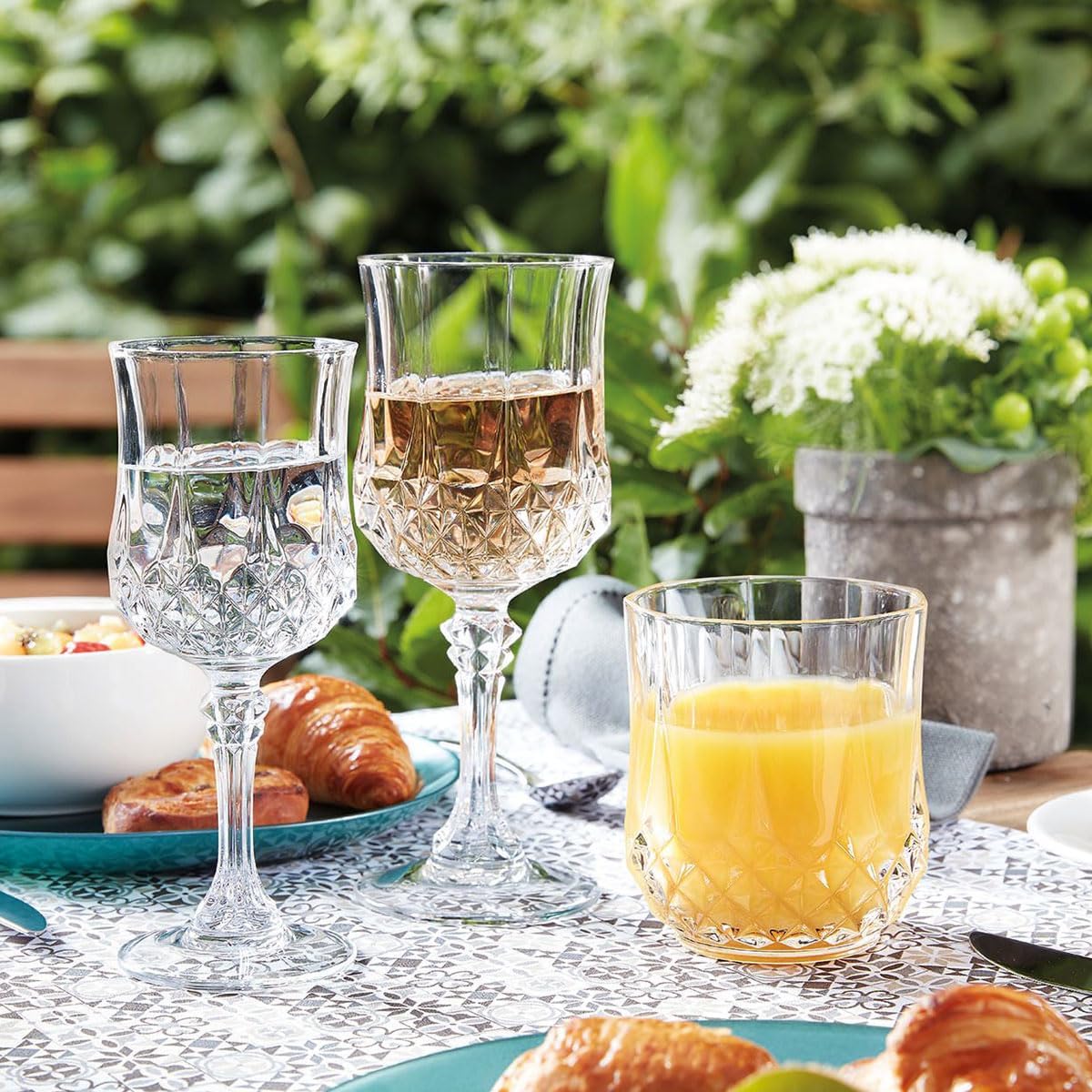 Cristal d'Arques Paris - Collection Longchamp - 6 Verres Hauts 23cl en Kwarx - Brillance, Transparence et Haute Résistance - Moulures Iconiques - Fabriqués en France