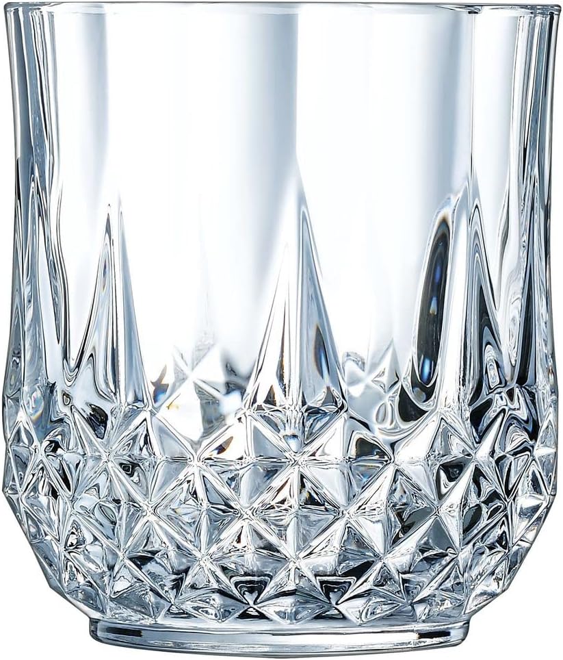 CRISTAL D'ARQUES Éclat Paris - Collection Longchamp - 6 Gobelets 32cl en Kwarx - Brillance, Transparence et Haute Résistance - Moulures Iconiques - Fabriqués en France