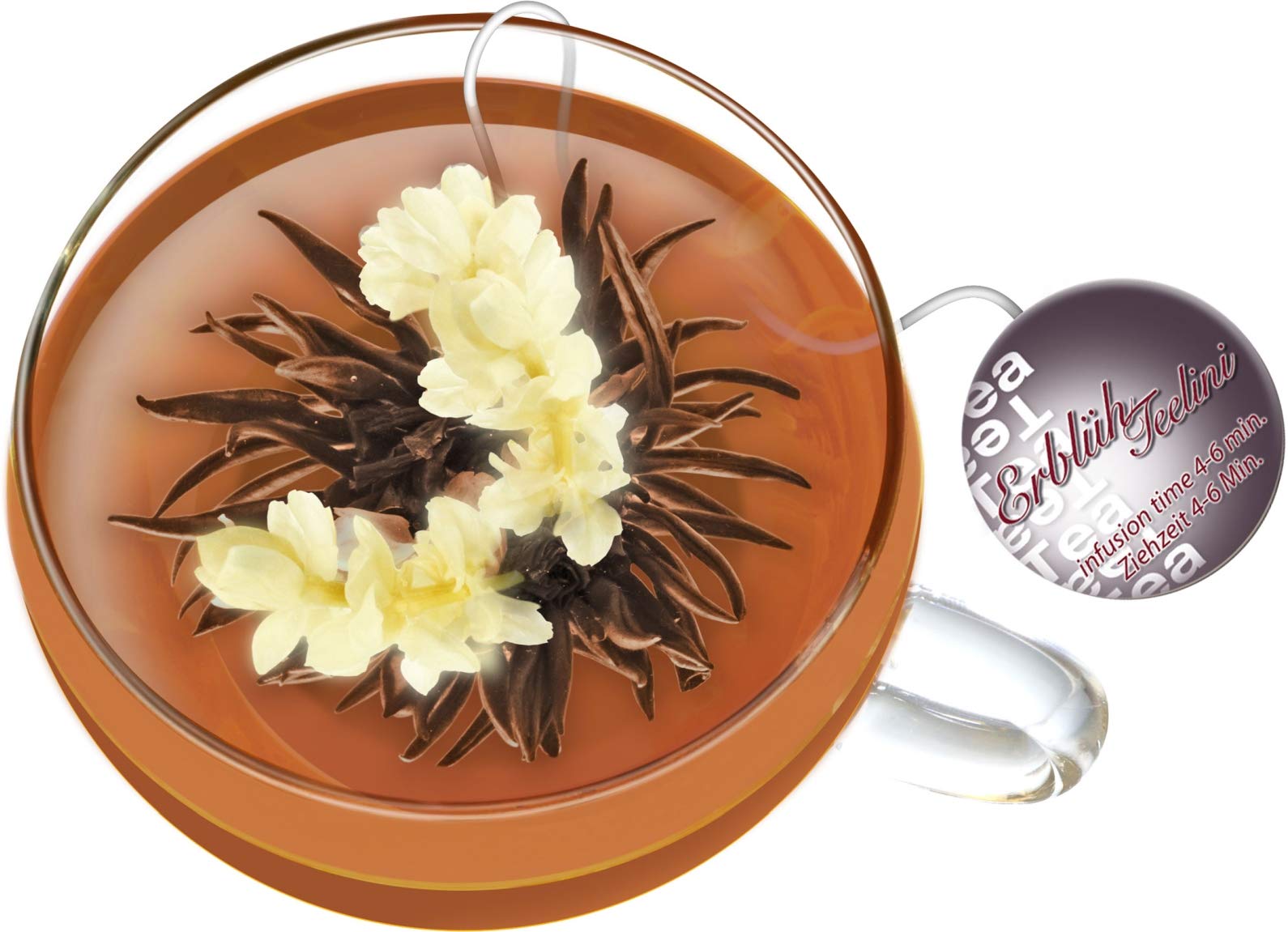 Creano Coffret Cadeau avec Fleurs de Thé dans Une Boîte Magnétique - Thé Blanc, Noir, Vert - 6 Fleurs de Thé avec 6 Sortes différentes