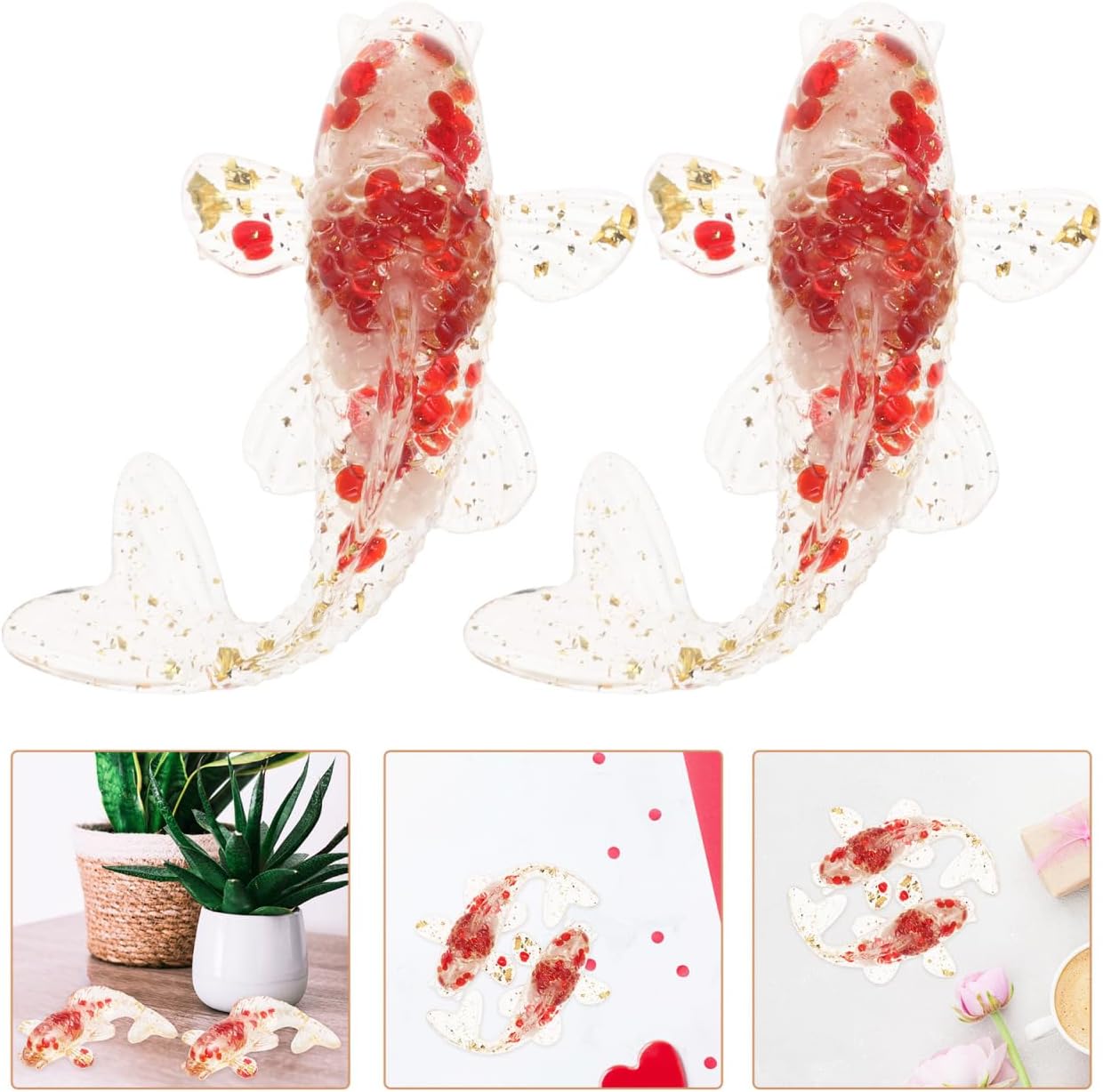 Cabilock 2 Pcs Cristal Gravier Carpe Ornement Figurines De Poisson en Verre Soufflé À La Main Poisson Cristal Statue Décor Bonne Chance Animal Statue Animal Aquatique Vert Figure Japon