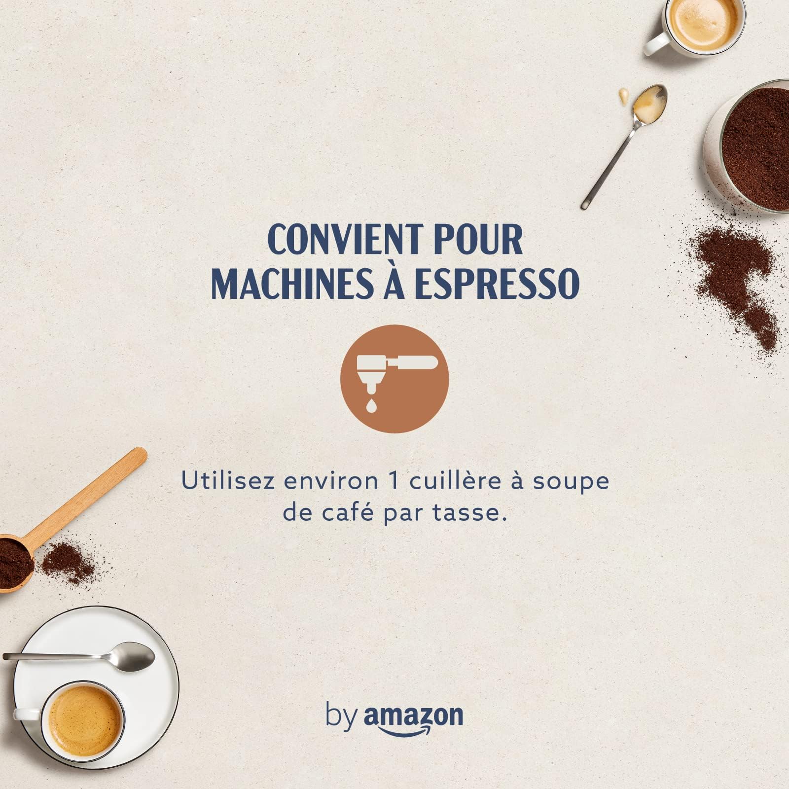 by Amazon Café moulu Espresso Crema, Torréfaction Moyenne, 250g, Lot de 4 - Certifié Rainforest Alliance
