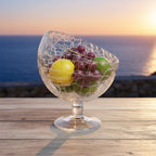 Coupe sur pied en verre effet craquelé 19x19x21cm