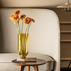 Art de la Table Vase en verre moderne sobre, forme cylindrique sur une base solide, orange foncé chaud, OMAHA14AM Zistyhome art de la table