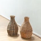 Vase Boho tressé DAYANA naturel en Jacinthe d'Eau