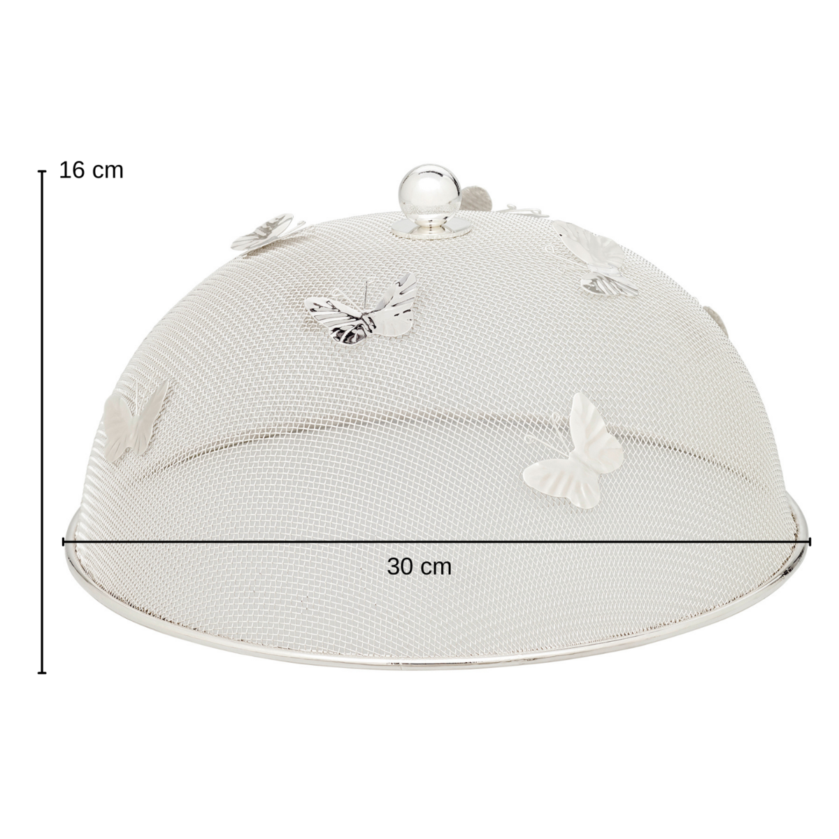 Parapluie de salle à manger EDZARD capot de protection papillon, argenté, résistant au ternissement, diamètre 30 cm