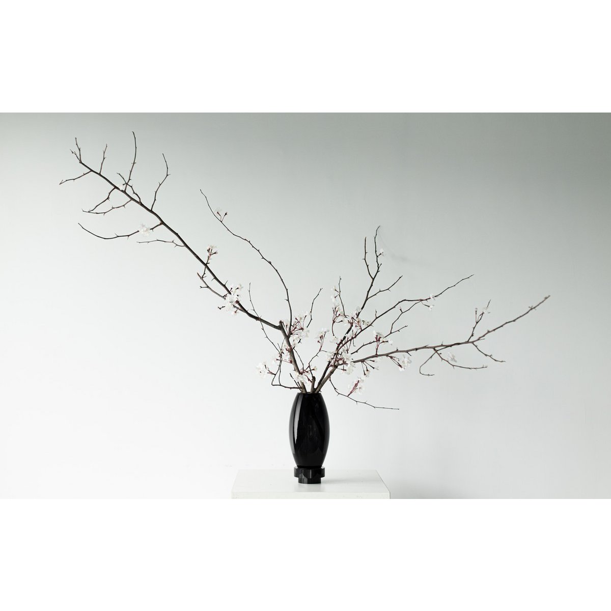 Vase moderne, design innovant, verre haut de gamme noir. RUD30