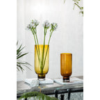 Art de la Table Grand vase en verre sobre et moderne, forme cylindrique sur une base solide, orange foncé chaud, OMAHA18AM Zistyhome art de la table