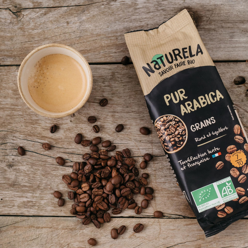 NATURELA - Café Grains Bio - Classique Arabica - 100% Arabica - Gamme Signature - Torréfaction Lente - Fabriqué en France - 1 kg