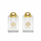 Salière et poivrière façon cristal médaillon doré