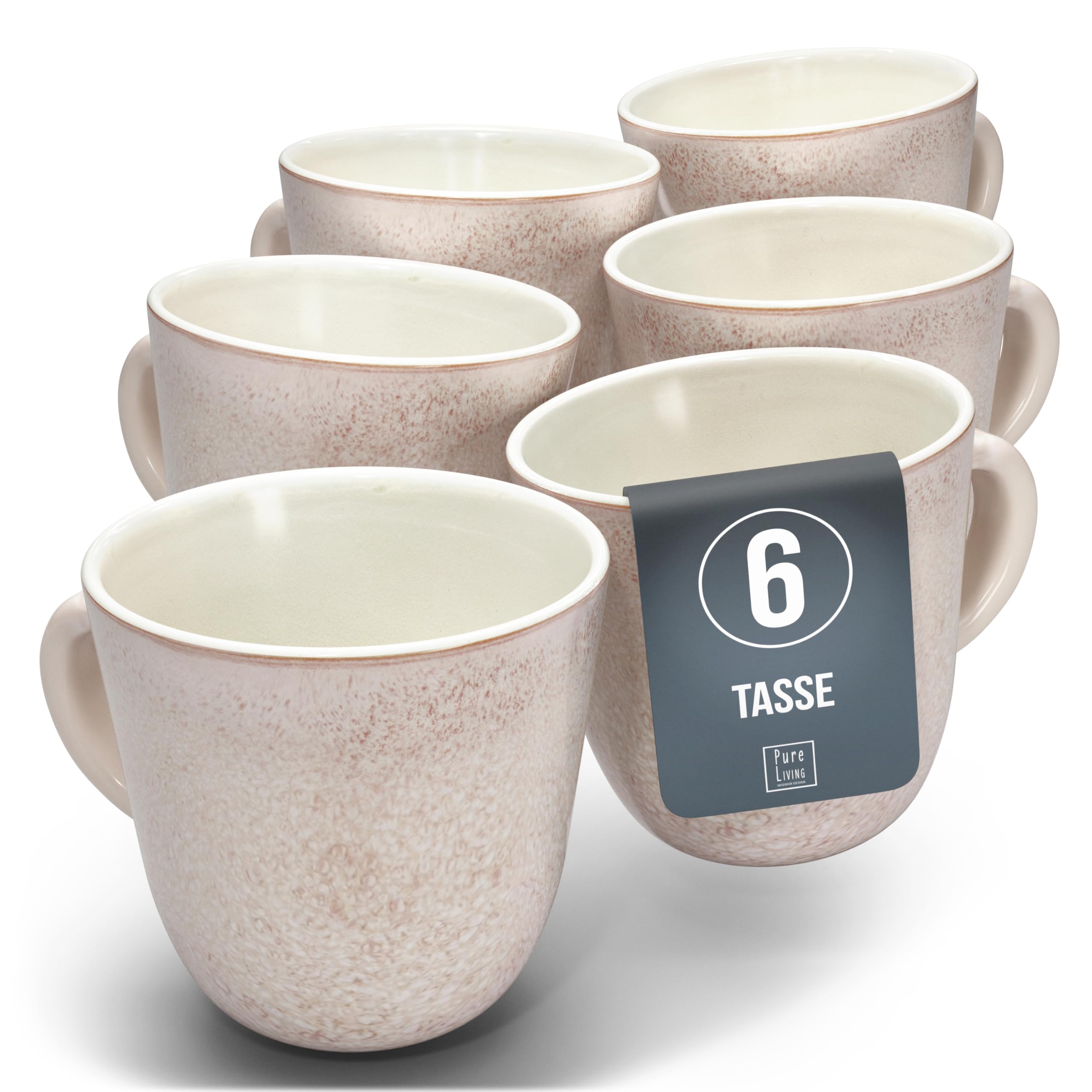 1.1.1.1. Ensemble de Vaisselle Rustique en Grès - Assiettes de Table Modernes Lavables au Lave-Vaisselle - Set de Vaisselle 6 Personnes Élégant en Bleu Fumé - Pure Living pour 6, Assiettes de Dîner