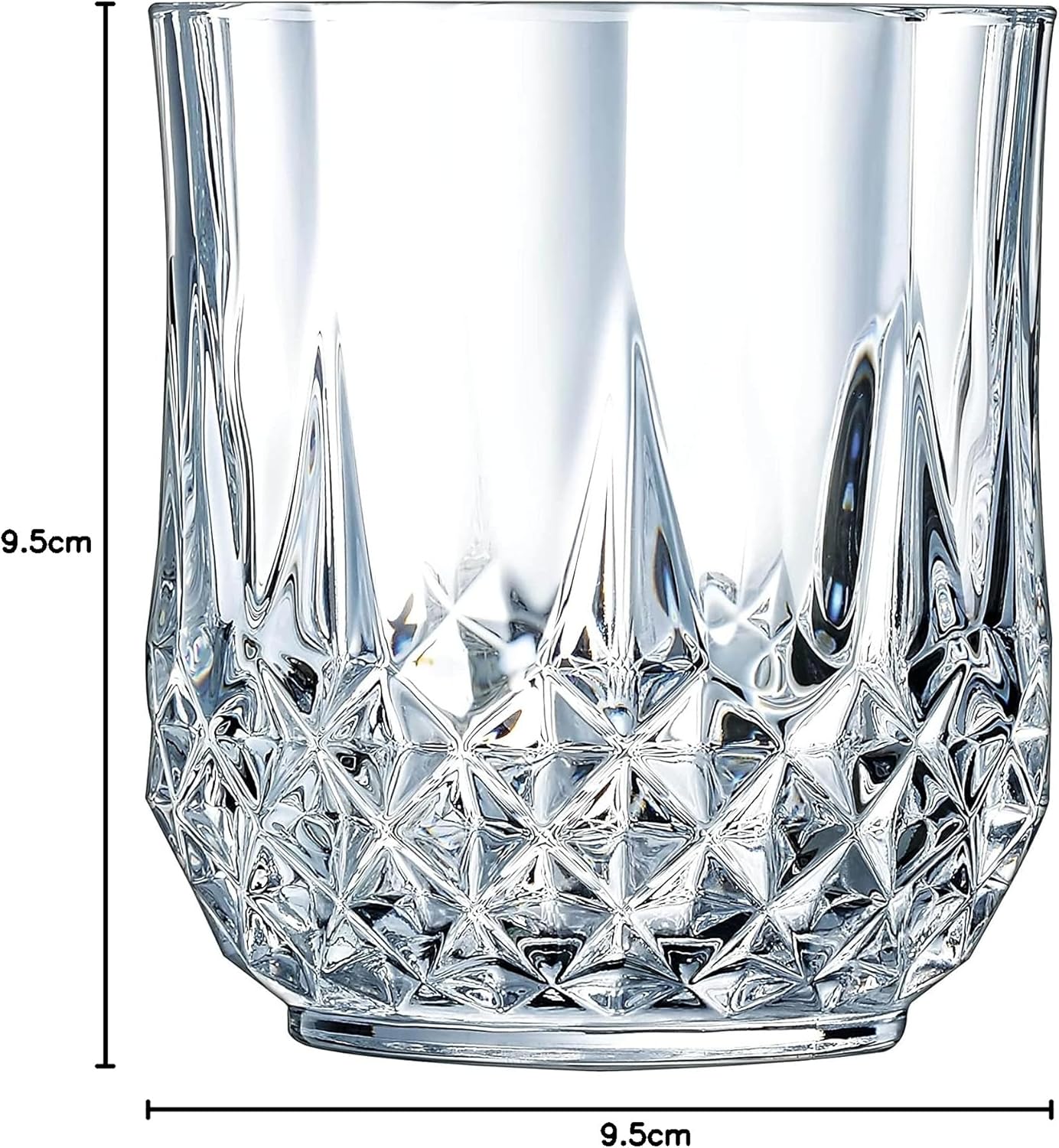 CRISTAL D'ARQUES Éclat Paris - Collection Longchamp - 6 Gobelets 32cl en Kwarx - Brillance, Transparence et Haute Résistance - Moulures Iconiques - Fabriqués en France