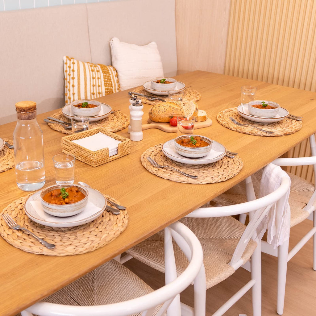 1.1.1. YANGQIHOME Set de Table Rond (Lot de 6) - Dessous de Plats en Jacinthe d'eau Naturelle et Paille Tressée pour Table de Salle à Manger (30 cm)