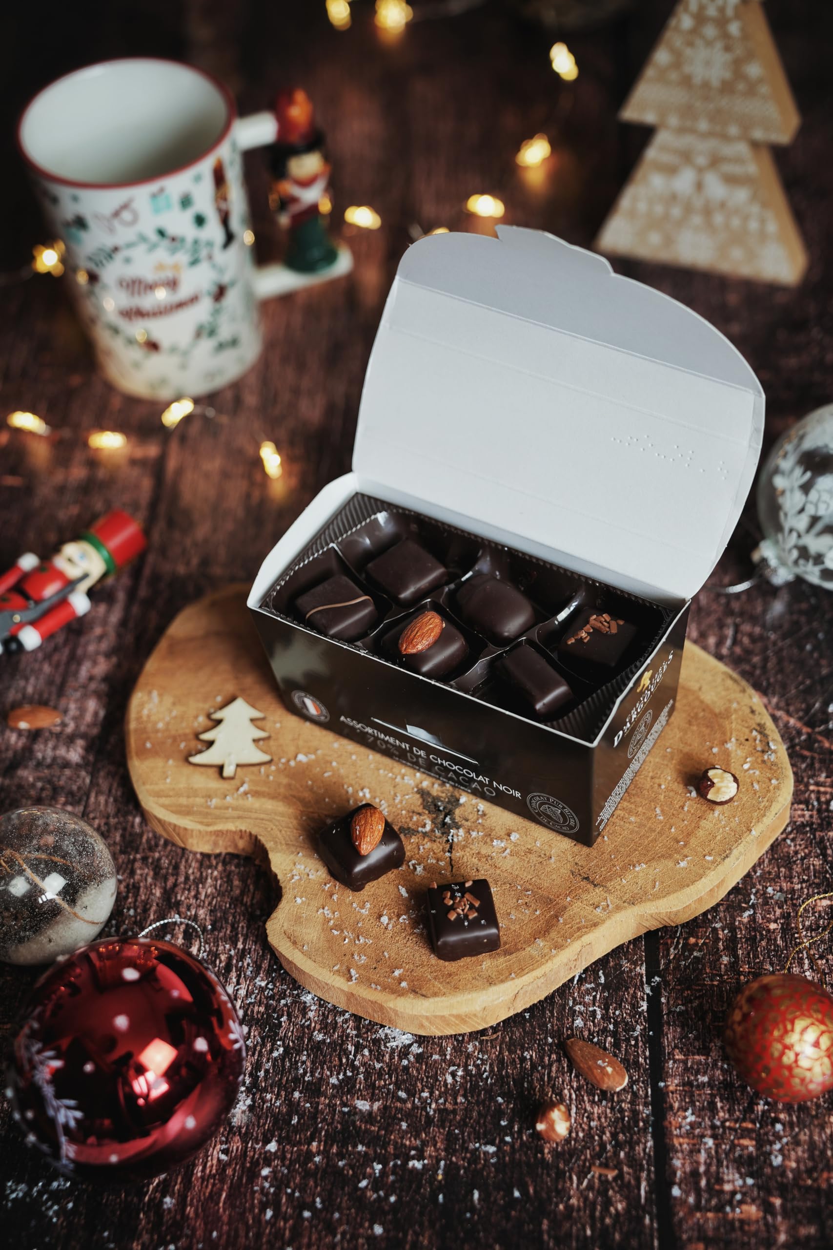 CHEVALIERS D'ARGOUGES Maîtres Chocolatiers Français - Assortiment de chocolats noir 70% - Ballotin dégustation 365g