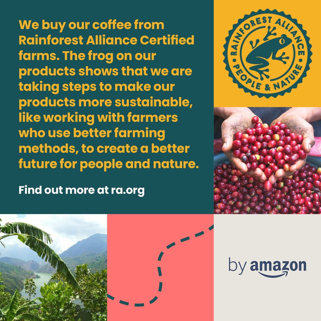 by Amazon Select Café en grains du Brésil, Torréfaction Moyenne, 1 kg (2 lot de 500g) - Certifié Rainforest Alliance