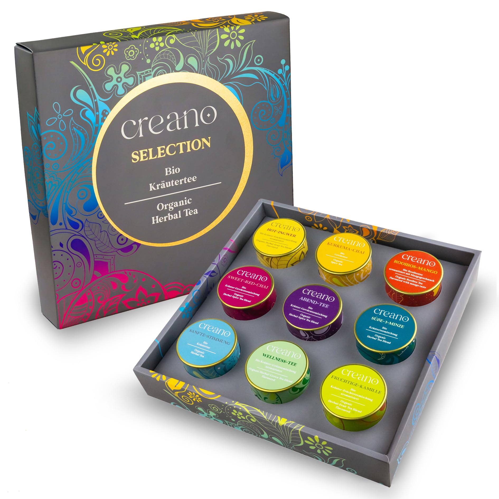 Creano Infusion aux fruits bio - Coffret cadeau - 27 sachets de thé bio en 9 variétés magnifiques - 54g*
